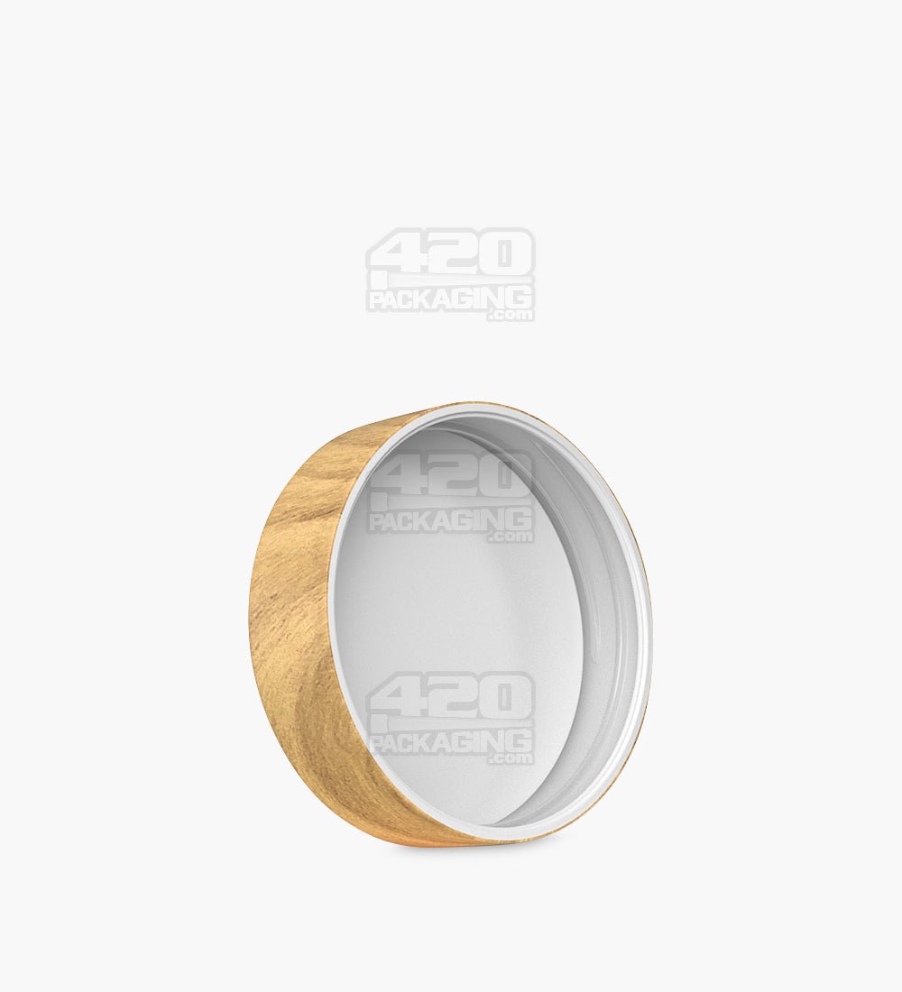 53mm Smooth Flat Push & Turn Child Resistant Plastic Caps With Foam Liner - Maple Wood - 100/Box - 2