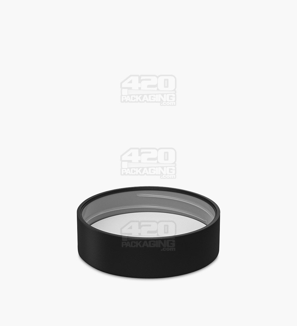 Child Resistant | Smooth Push Down & Turn Plastic Caps w/ Foam Liner | 53mm - Matte Black - 100 Count
