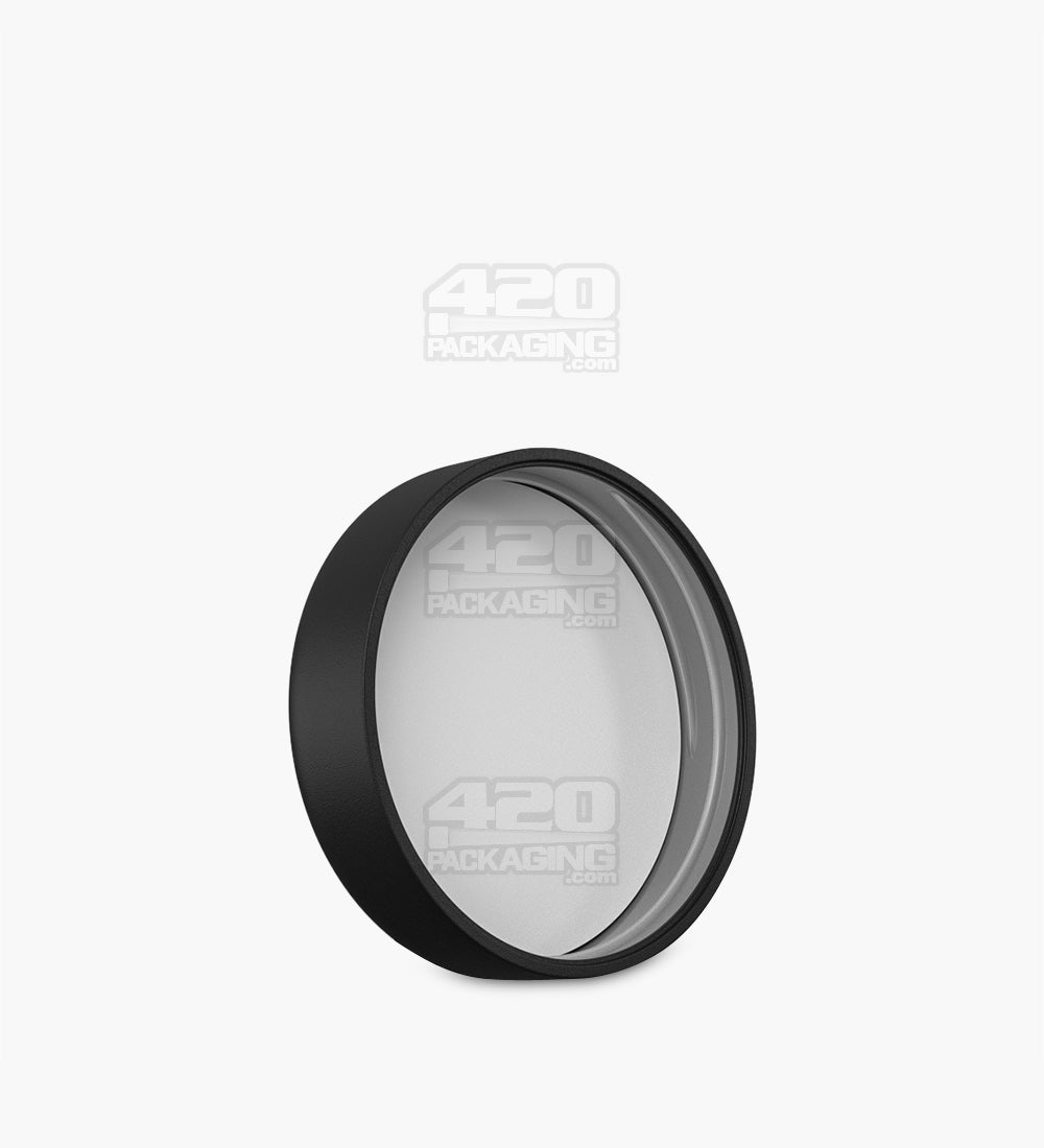 Child Resistant | Round Push Down & Turn Plastic PCR Caps w/ Foam Liner | 53mm - Matte Black - 100 Count