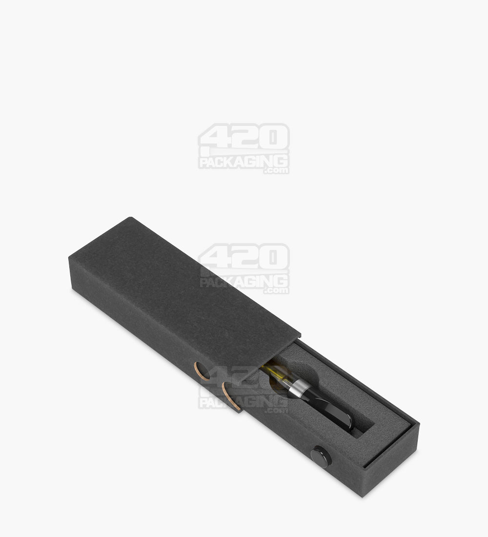 Child Resistant & Sustainable | 100% Recyclable Slim Cardboard Vape Cartridge Box w/ Press Button & Foam Insert | 100mm - Black - 100 Count