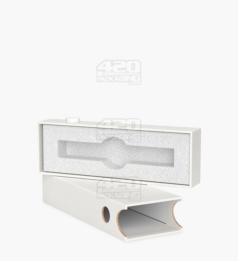 100mm Slim Recyclable White Cardboard Child Resistant Vape Cartridge Box w/ Press Button & Foam Insert 100/Box