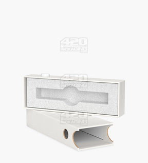 100mm Slim Recyclable White Cardboard Child Resistant Vape Cartridge Box w/ Press Button & Foam Insert 100/Box