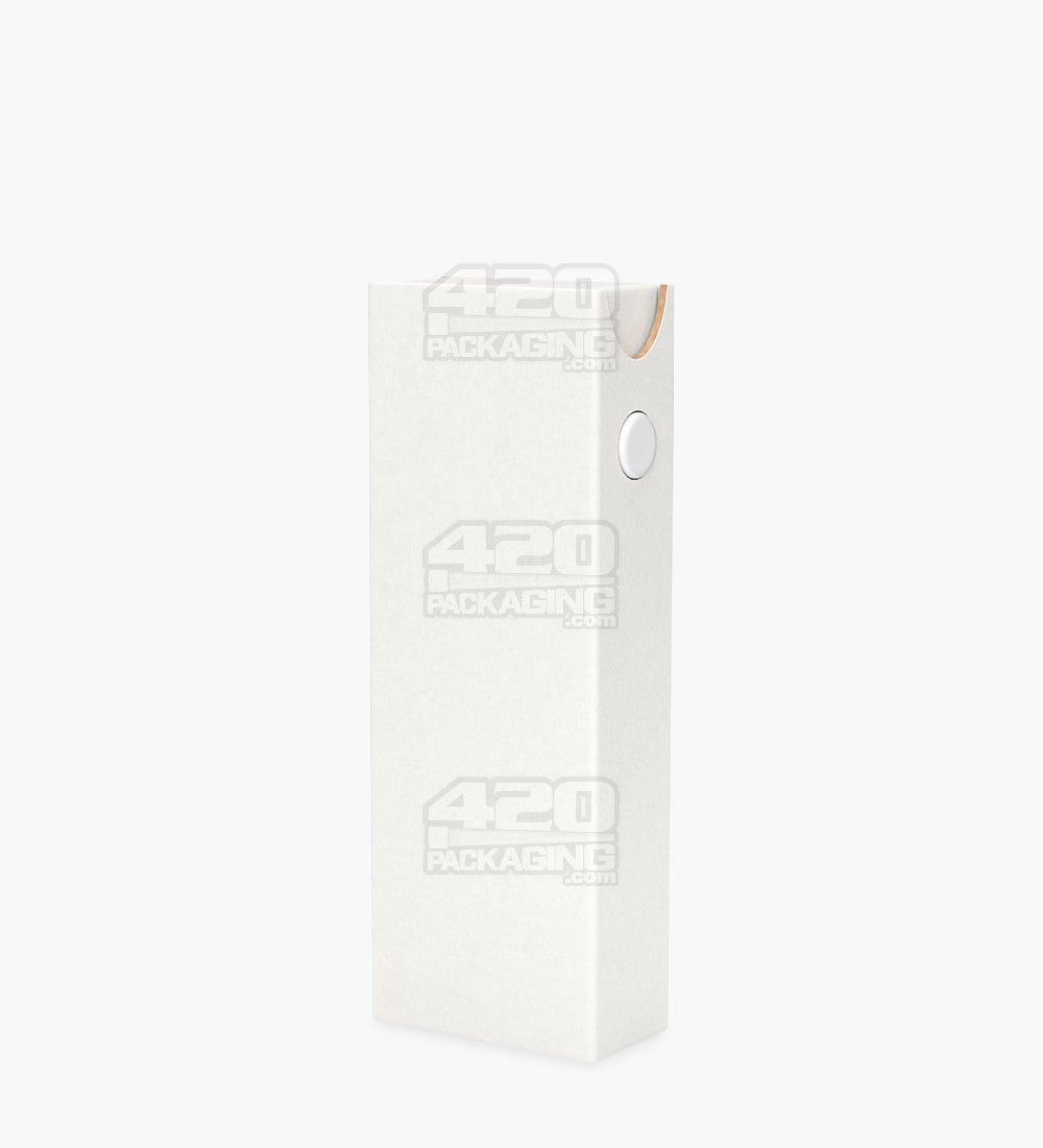 Child Resistant & Sustainable | 100% Recyclable Slim Cardboard Vape Cartridge Box w/ Press Button & Foam Insert | 100mm - White - 100 Count