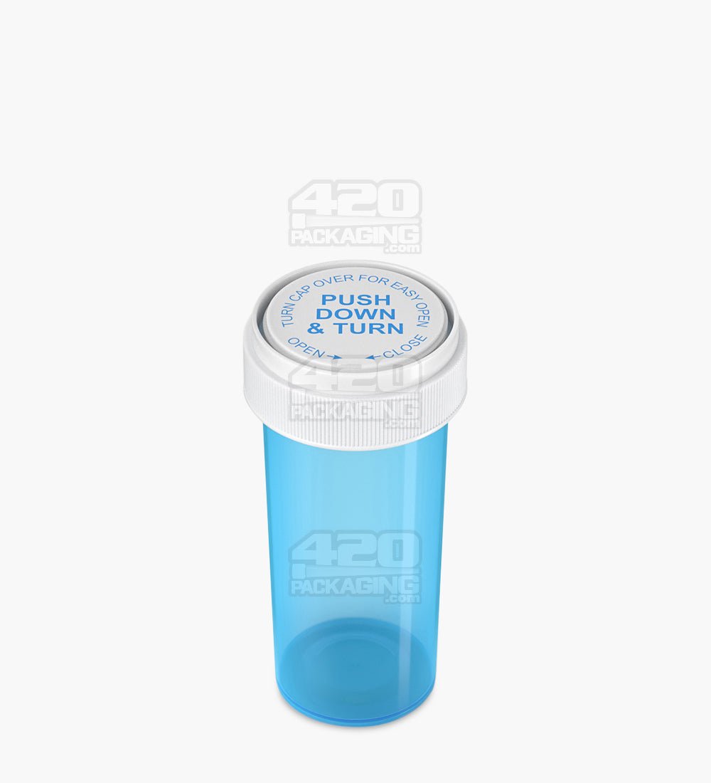 103mm Child Resistant Blue Reversible Cap Vials 190/Box - 4