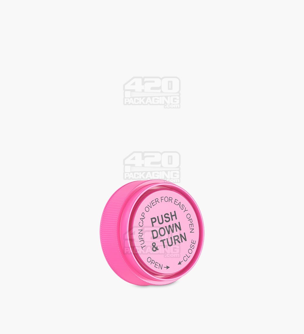 17mm Opaque Child Resistant Pink Reversible Cap Vials 240/Box - 10