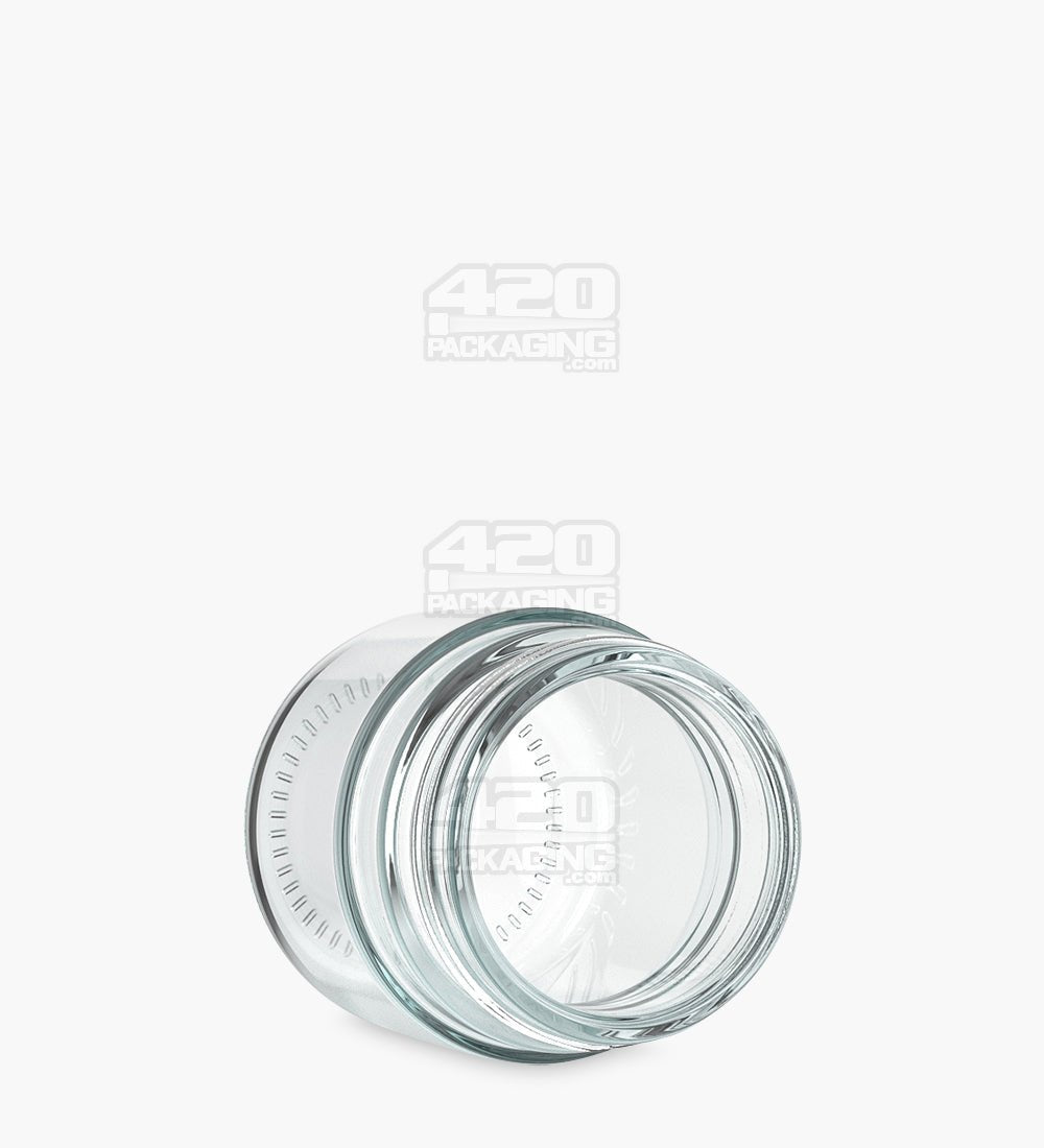 Child Resistant Rounded 2oz Base Clear Glass Jars With Black Lid 200/Box - 4