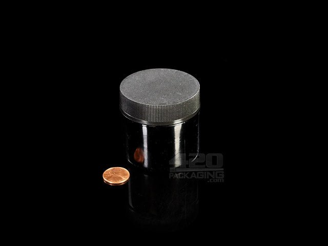 2oz Black Glass Screw Top Jars With Black Child Resistant Lid 200/Box - 2