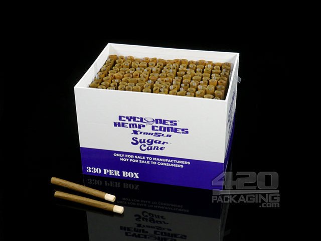Cyclones 80mm Sugar Cane Flavored Hemp Cones With Wood Tips 330/Box - 1