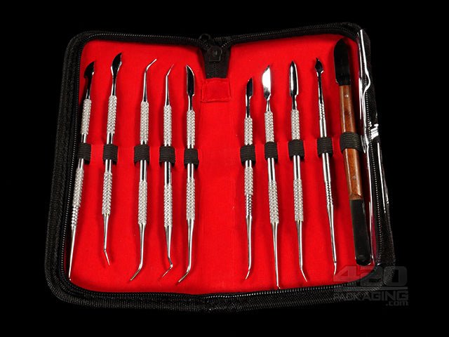 Stainless Steel Dab Tools Set With Case - 10 Piece