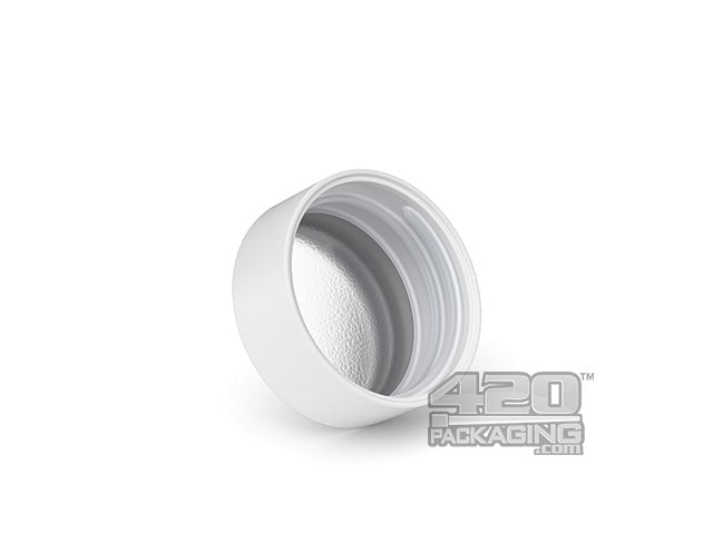 38mm Smooth Push and Turn Child Resistant Plastic PCR Caps With Foil Liner - White - 320/Box - 3