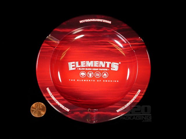 Elements Red Mini Round Metal Ashtray - 2