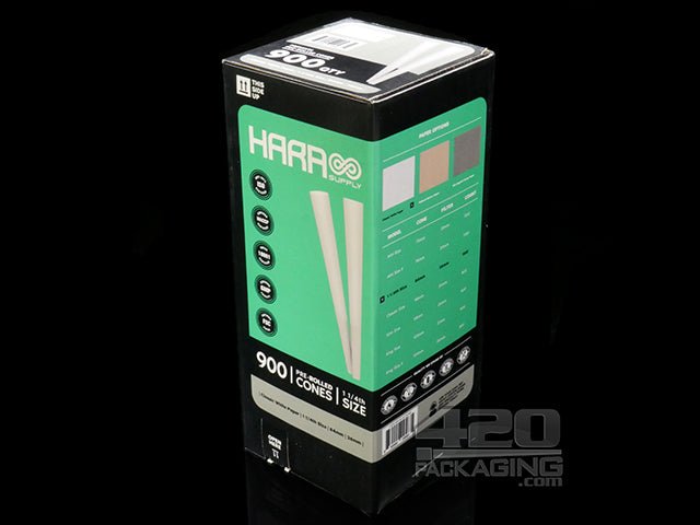 Hara 1 1-4 Size Classic White Pre Rolled Paper Cones 900/Box - 1
