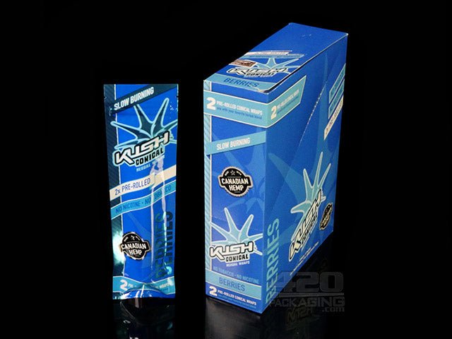 Kush Berries Flavored Herbal Hemp Conical Wraps 15/Box - 1