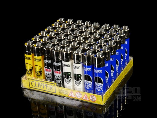 Mini Clipper Lighters Skull Design 48/Box - 3