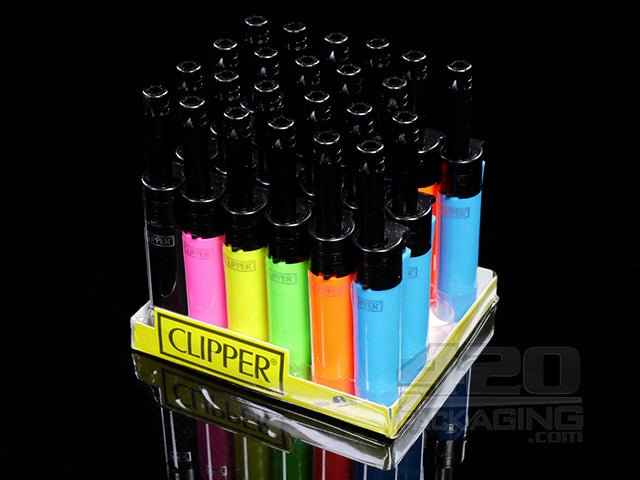 Fluorescent Neon Color Electronic Mini Tube Clipper Lighters 24/Box - 4