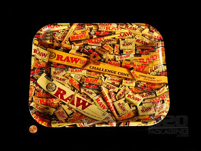 RAW Collage Design Large Metal Rolling Tray 1/Box - 2