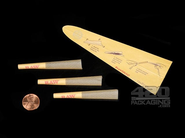 RAW Single Size 70-30 Pre Rolled Paper Cones 12 Pack Display Case - 3