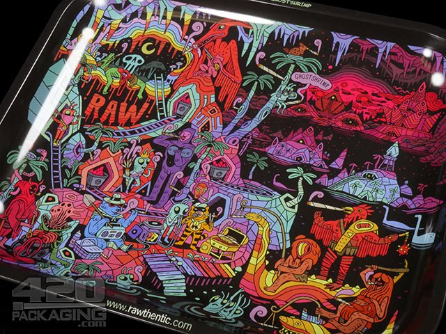 RAW X Ghost Shrimp 2 Design Large Metal Rolling Tray 1/Box - 3