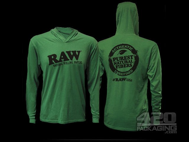 RAW Lightweight Mens Hoodie In Green Medium - 1