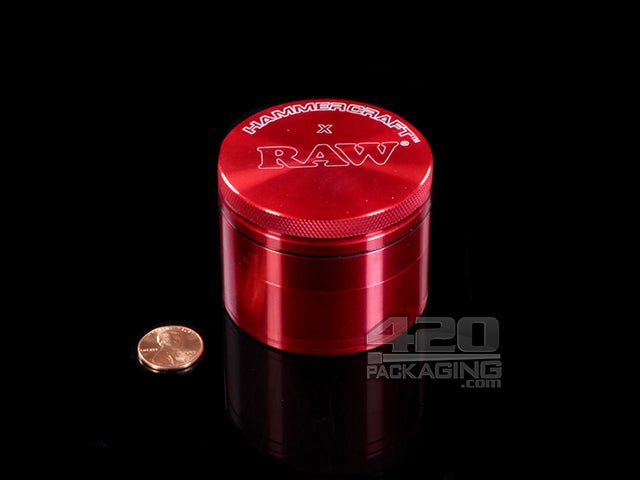 RAW x Hammer Craft Four Piece Aluminum Grinder Red - 2