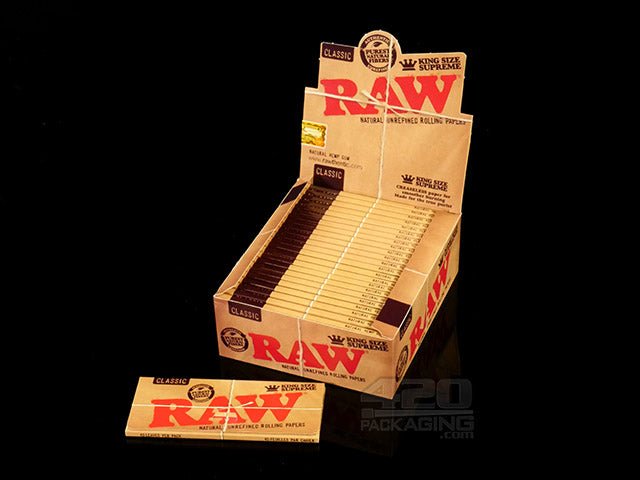 RAW King Size Supreme Classic Rolling Papers 24/Box - 1