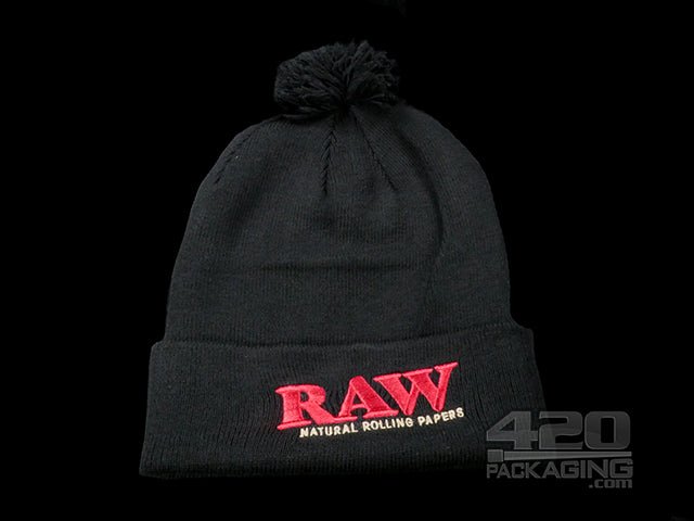 RAW X Rolling Papers Pompom Beanie (2 Color Options) Black - 1