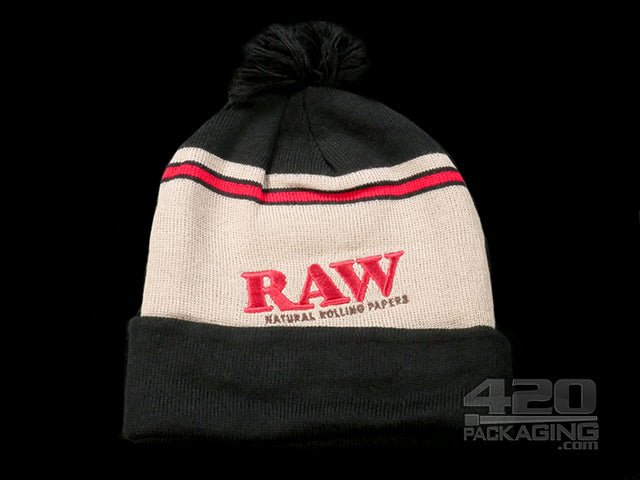 RAW X Rolling Papers Pompom Beanie (2 Color Options) Black - 2