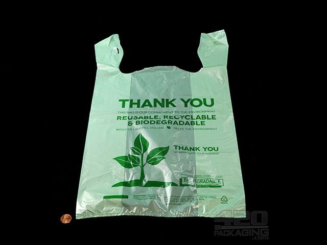 1-6 Size Green Plastic T-Shirt Bag 500/Box - 2