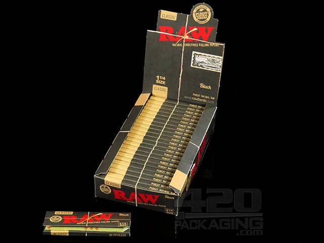 RAW Black Rolling Papers 1 1-4 Size 24/Box - 1