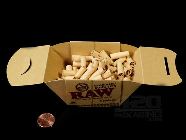 RAW Natural Pre Rolled Cone Tips Large Packs 6/Box - 3
