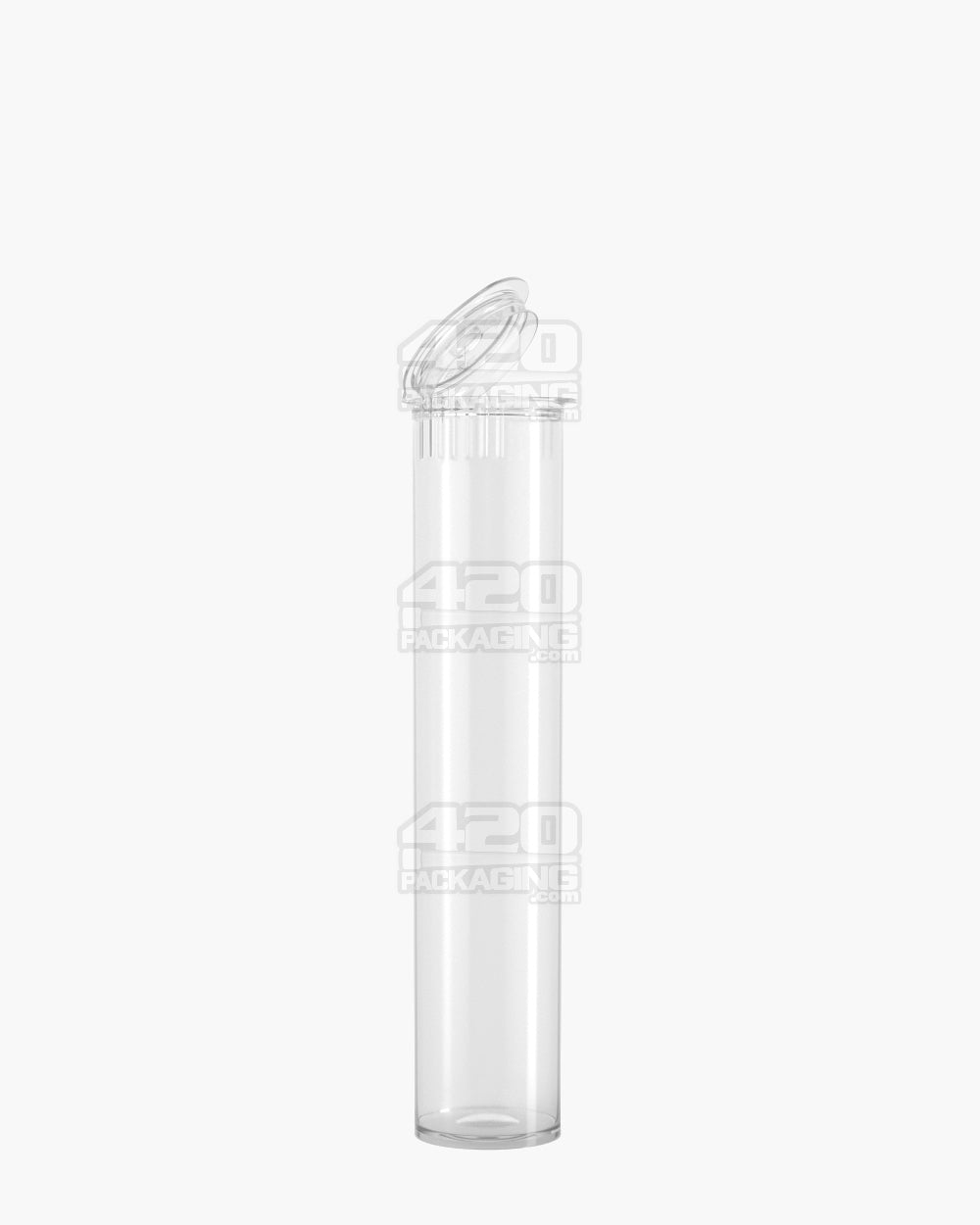 90mm Pollen Gear Child Resistant 1 1/4 Size Pop Top Transparent Clear Plastic Pre-Roll Tubes 1000/Box - 1