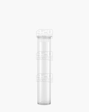 90mm Pollen Gear Child Resistant 1 1/4 Size Pop Top Transparent Clear Plastic Pre-Roll Tubes 1000/Box - 2
