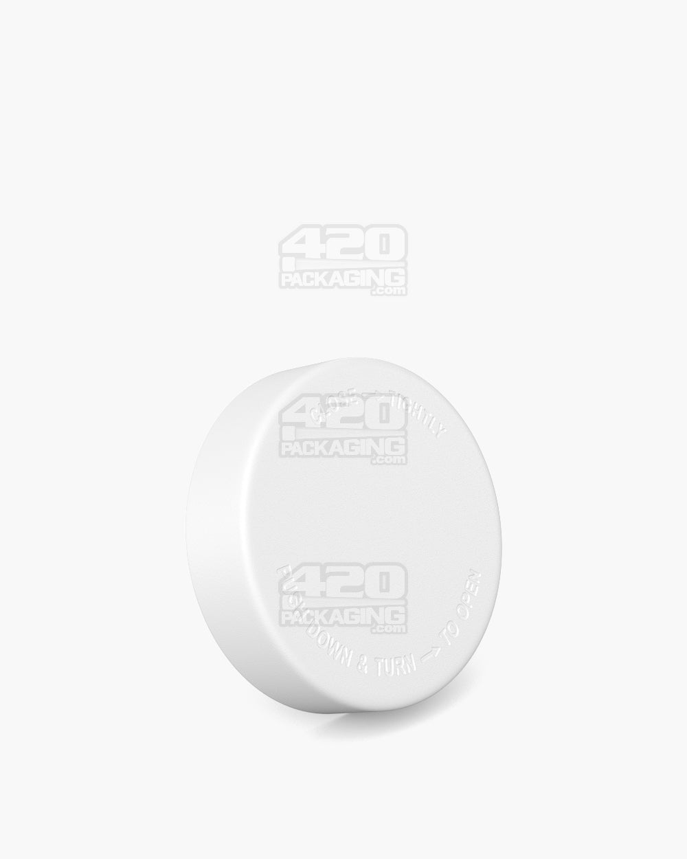 48mm Pollen Gear Flush V2 Push and Turn Child Resistant Plastic Universal Caps w/ PE Foam Liner - Matte White - 120/Box