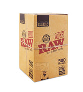 RAW 70mm Classic Single Sized Pre Rolled Unbleached Cones 500/Box - 1