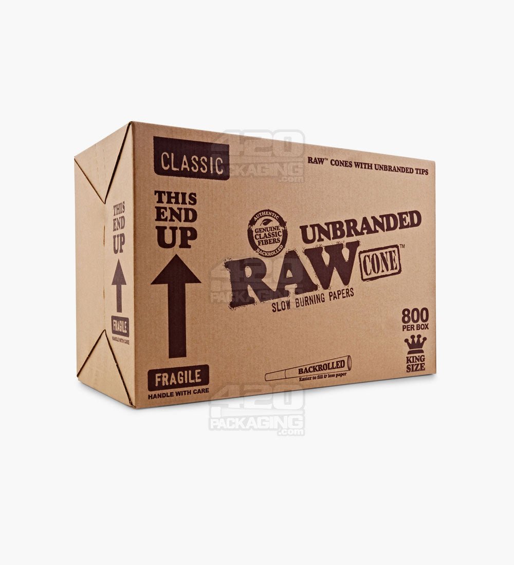 RAW King Size 109mm Unbranded Pre Rolled Cones 800/Box - 1
