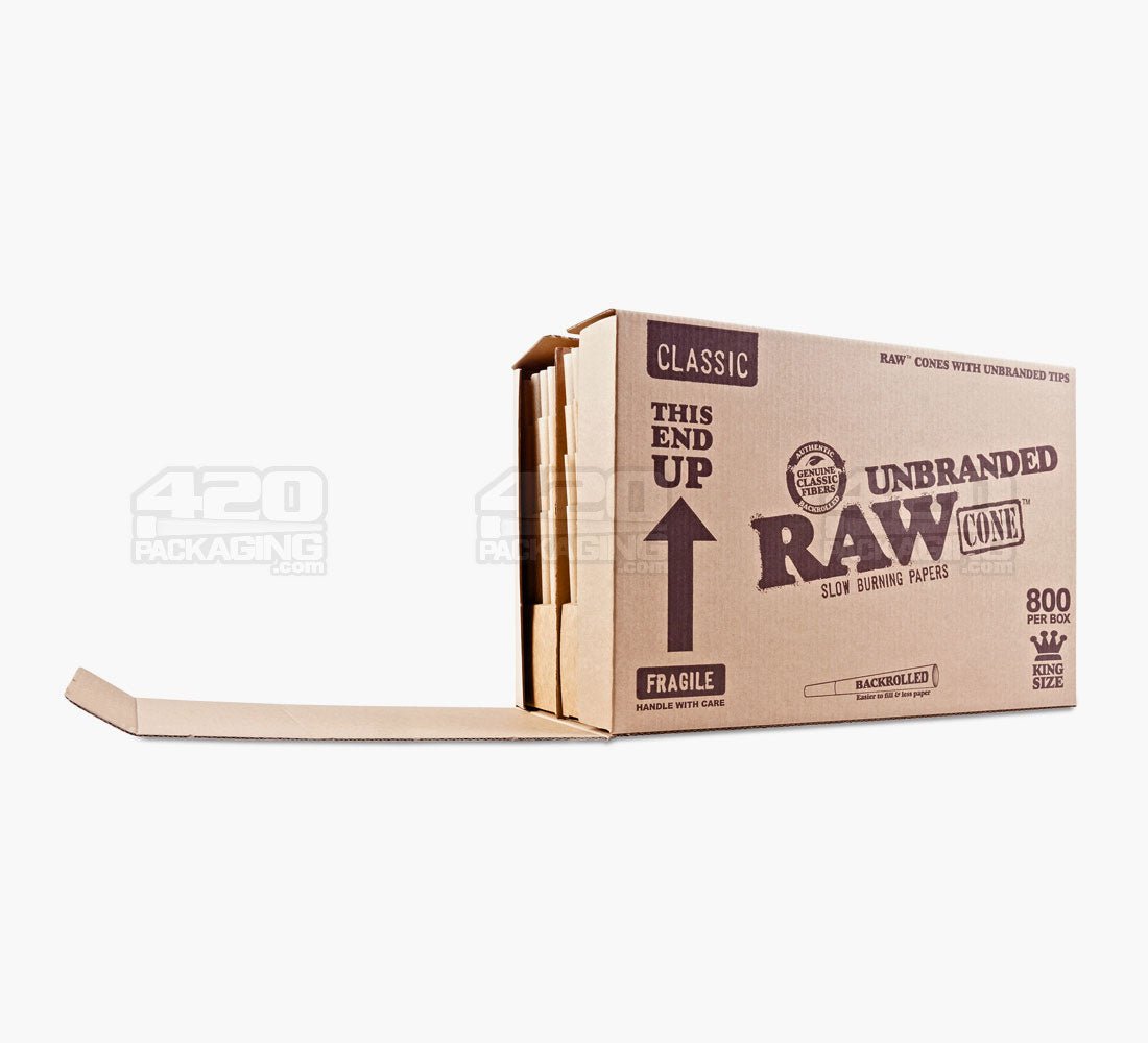 RAW King Size 109mm Unbranded Pre Rolled Cones 800/Box - 2
