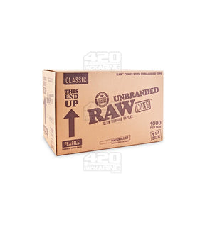 RAW 1 1/4 Size 84mm Unbranded Pre Rolled Cones 1000/Box - 1