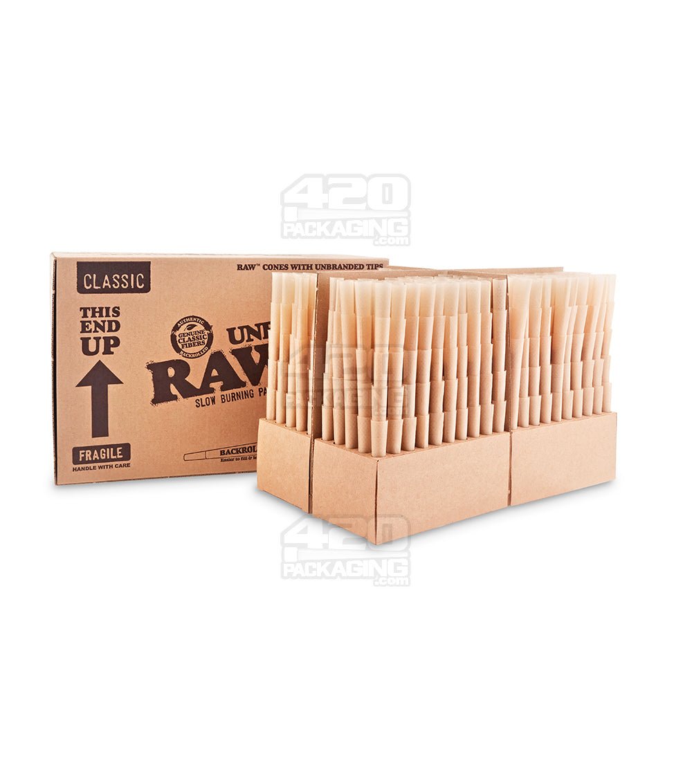 RAW 1 1/4 Size 84mm Unbranded Pre Rolled Cones 1000/Box - 5