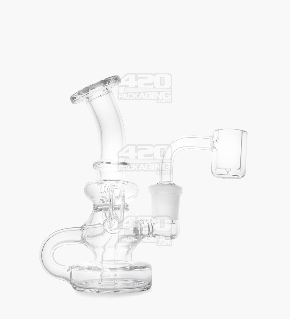 USA Glass | Bent Neck Mini Dual Uptake Glass Dab Rig | 4.25in Tall - 14mm Banger - Clear - 1