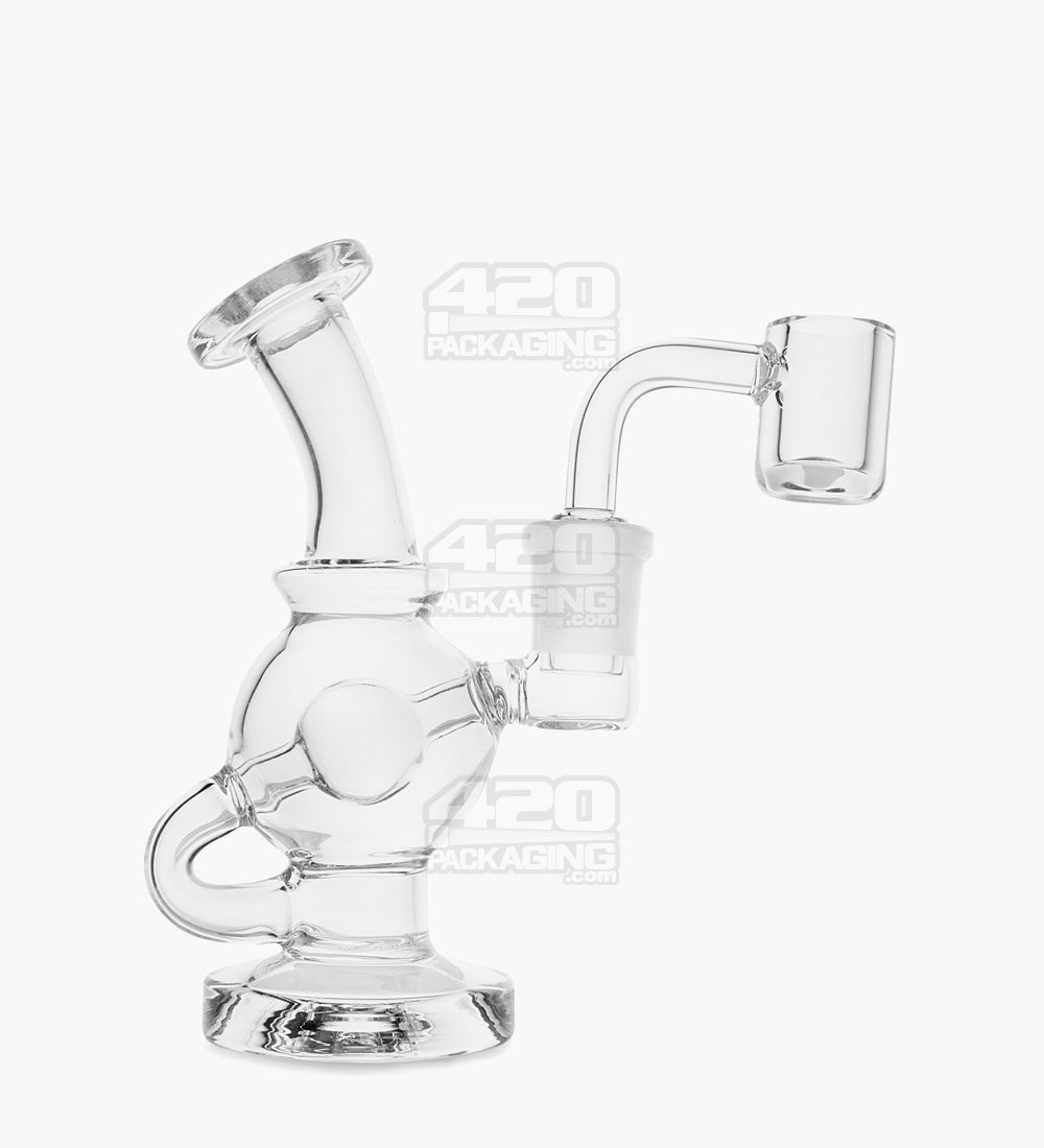 USA Glass | Bent Neck Mini Ball Glass Dab Rig | 4.25in Tall - 14mm Banger - Clear - 1