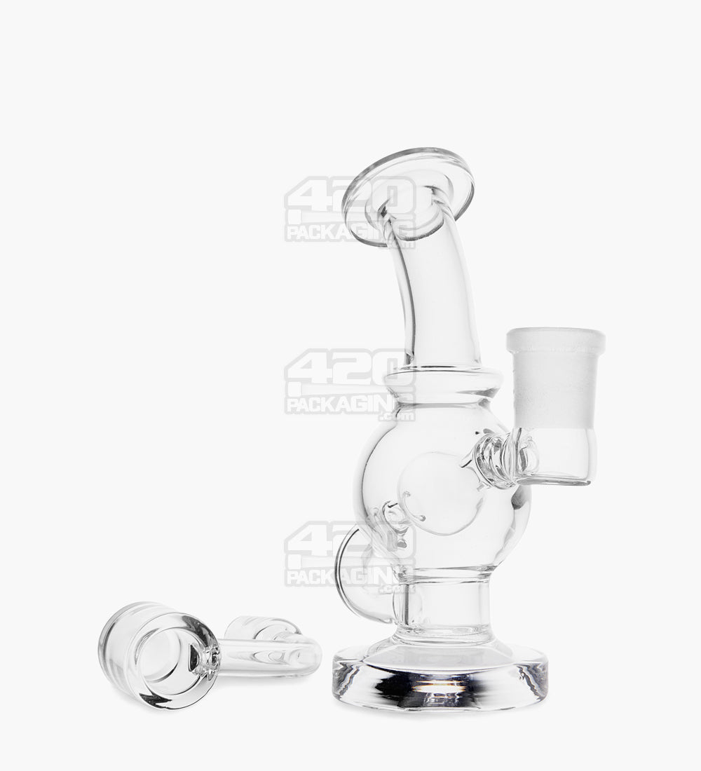 USA Glass | Bent Neck Mini Ball Glass Dab Rig | 4.25in Tall - 14mm Banger - Clear - 2