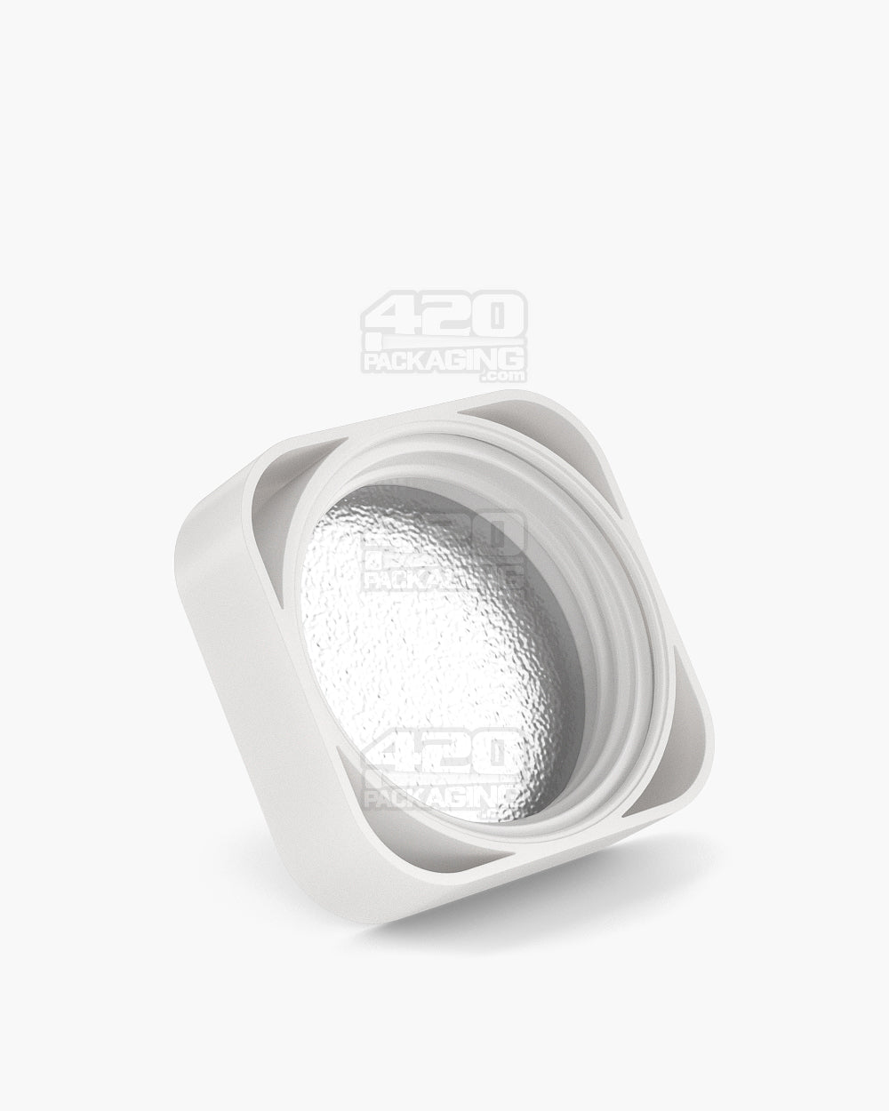 46mm Pollen Gear SoftSquare Smooth Push and Turn Child Resistant Plastic Caps w/ Foil Liner - Matte White - 360/Box - 2