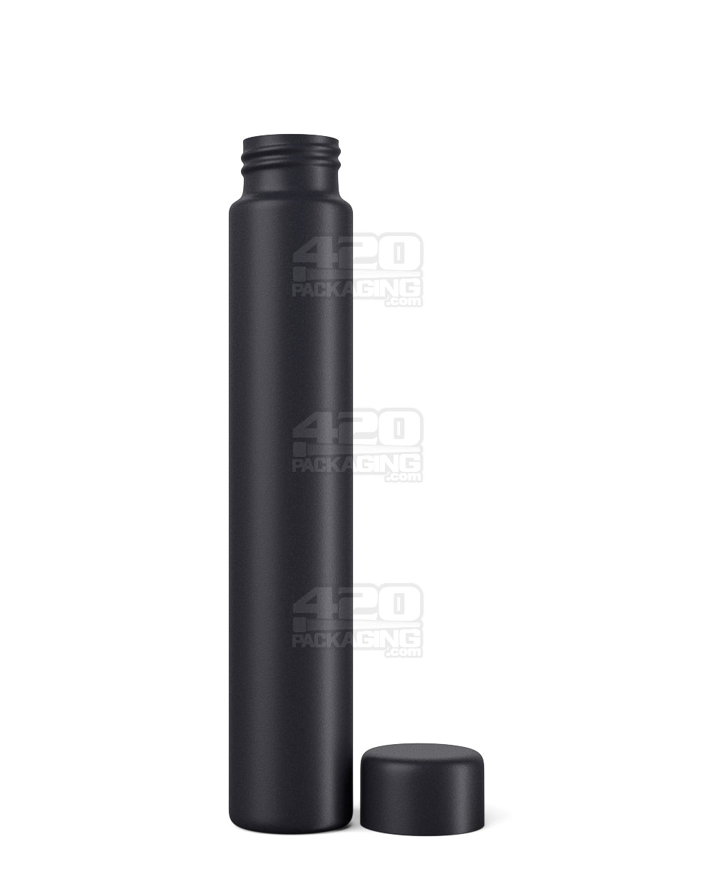 116mm Black Opaque Child Resistant Push Down and Turn Screw On Metal Pre-Roll Tubes w/ Cap 100/Box