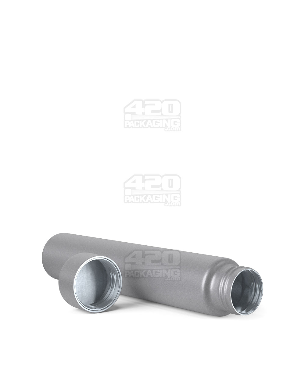 116mm Silver Opaque Child Resistant Push Down and Turn Screw On Metal Pre-Roll Tubes w/ Cap 100/Box