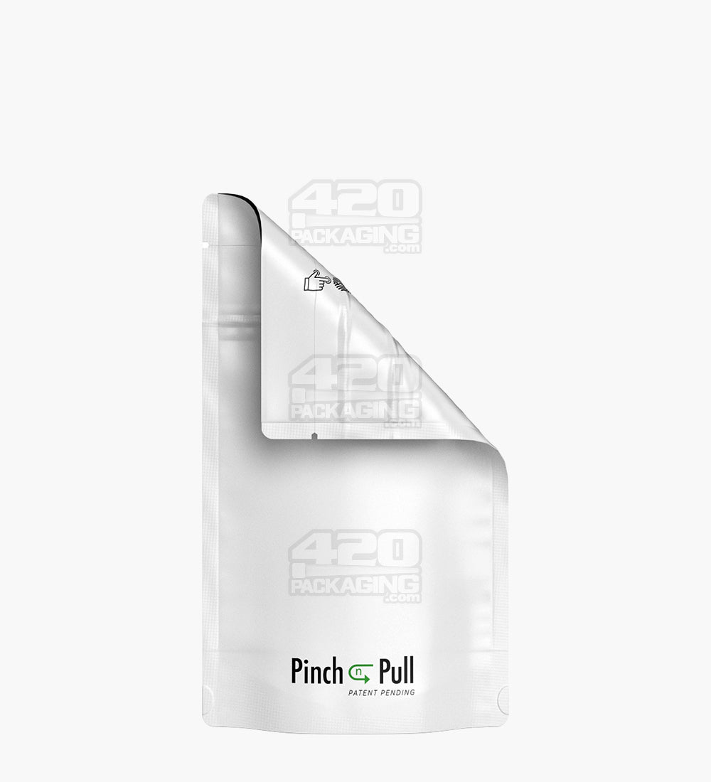 Matte-White 4" x7" Mylar Pinch N Pull Child Resistant & Tamper Evident Bags (7 grams) 250/Box