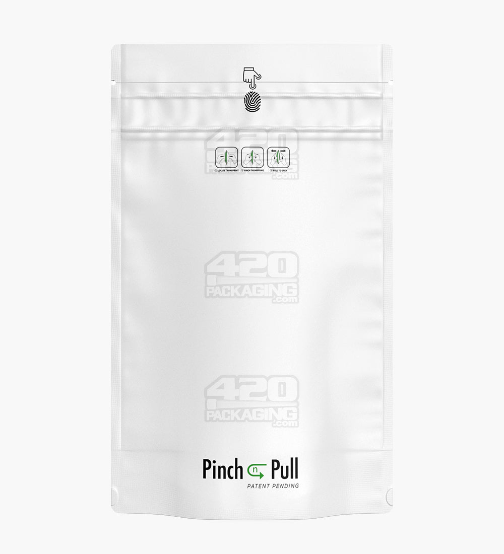 Matte-White 6" x 9.8" Mylar Pinch N Pull Child Resistant & Tamper Evident Bags (28 gram) 250/Box