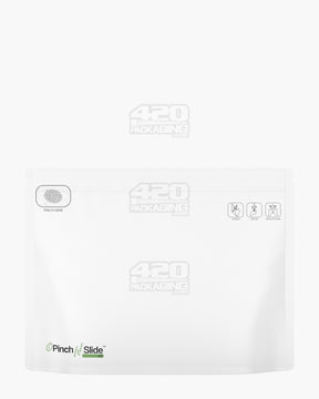 Matte-White 12" x 9" PCR Mylar Pinch N Slide 3.0 Child Resistant & Tamper Evident Exit Bags (56 grams) 250/Box