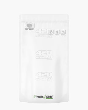 Matte-White 5" x 8.8" PCR Mylar Child Resistant Tamper Evident Bags (14 grams) 250/Box - 1