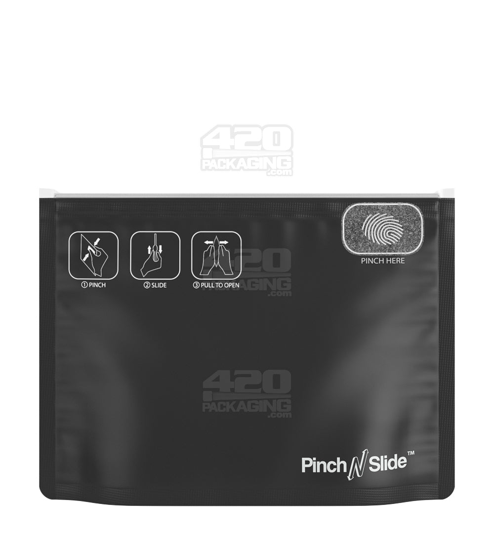 Matte - Black 8" x 6" Mylar Pinch N Slide Child Resistant PCR Exit Bags (28 grams) 250/Box - 1