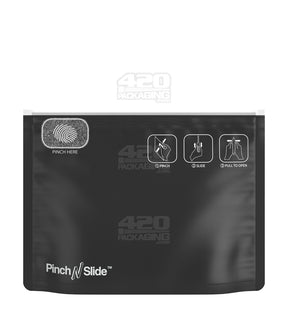 Matte - Black 8" x 6" Mylar Pinch N Slide Child Resistant PCR Exit Bags (28 grams) 250/Box - 2